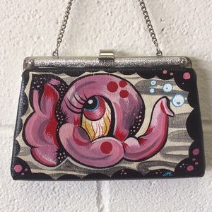 Hand Painted Vintage Elephant Clutch